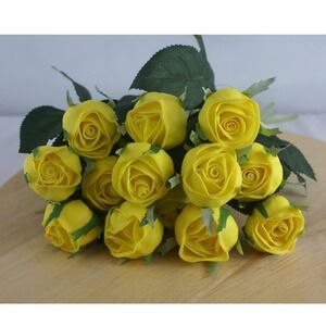 Magnolia Home Yellow Cabbage Rose Stems Faux Floral‎ Decor 12 Inch Set of 12